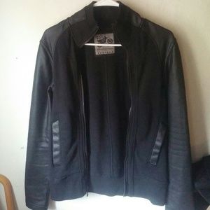 FOX leather sleeve sweater size S